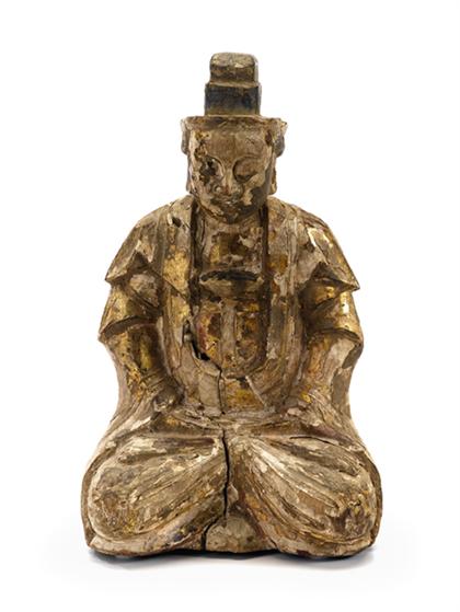 Appraisal: Rare Japanese giltwood figure of a nobleman edo period Single