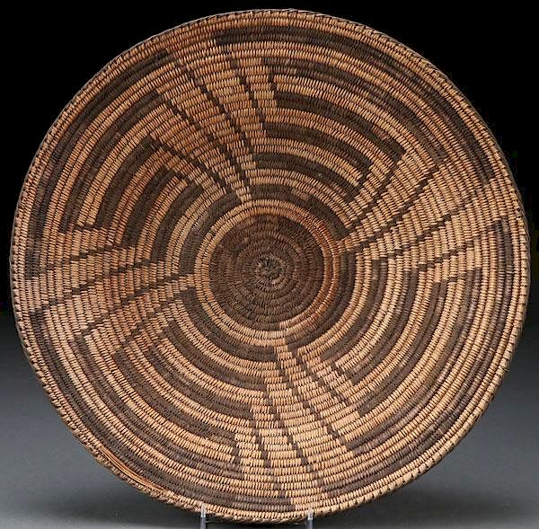 Appraisal: A FINE PIMA WOVEN BASKETRY TRAY EARLY TH C A