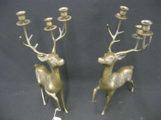 Appraisal: Pair of Bronze Figural Candelabra of raindeer tall