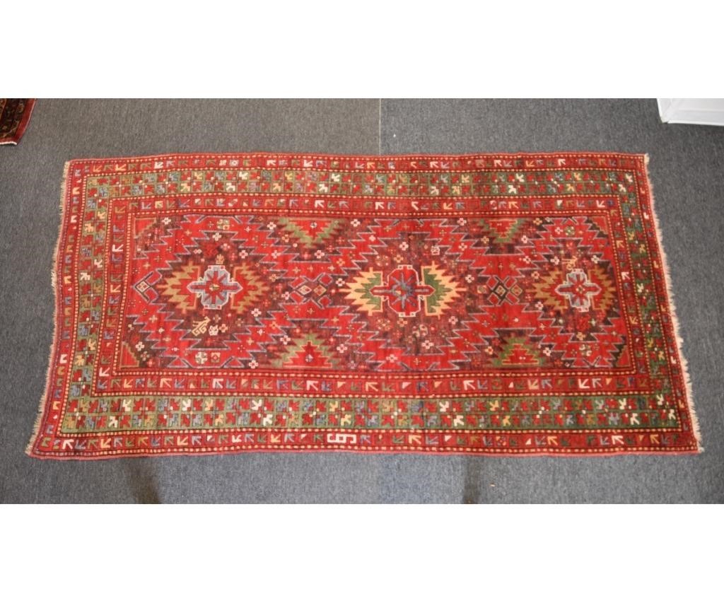 Appraisal: Antique Turkish center hall carpet with overall geometric patters red