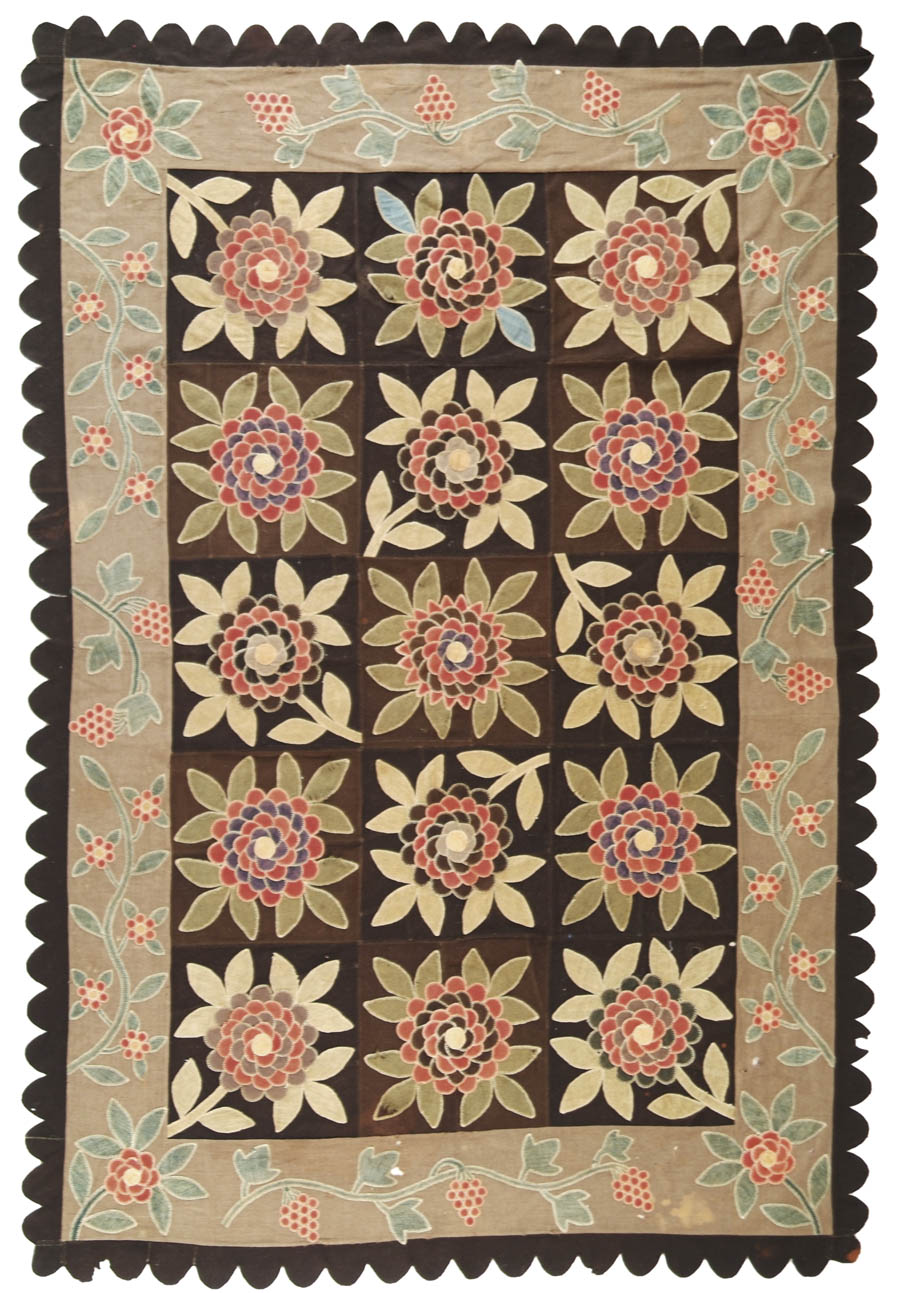 Appraisal: RARE LARGE SIZE FOLK ART WOOL BED RUG FROM THE