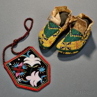 Appraisal: Two Beaded Items c late th century a pair of