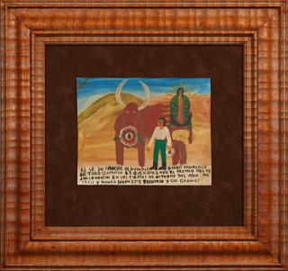 Appraisal: Mexican Retablo oil on tin gives thanks fo Mexican Retablo