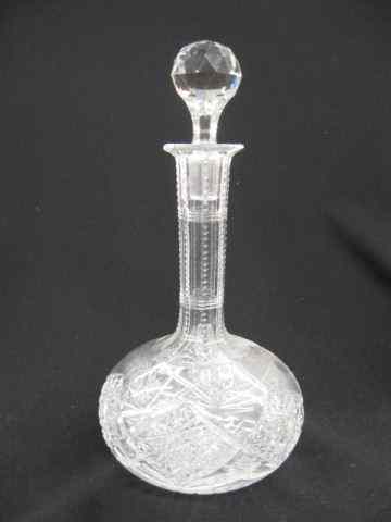 Appraisal: Cut Glass Sherry Decanter brilliant period starbursts with zipper cut