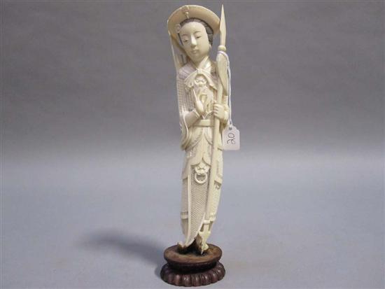 Appraisal: CHINESE CARVED IVORY FIGURE OF A ROBED FEMALE th C