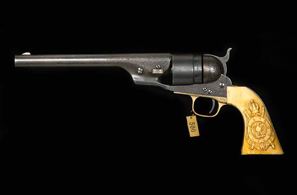 Appraisal: A Nimschke engraved Colt Model Army conversion revolver with ivory