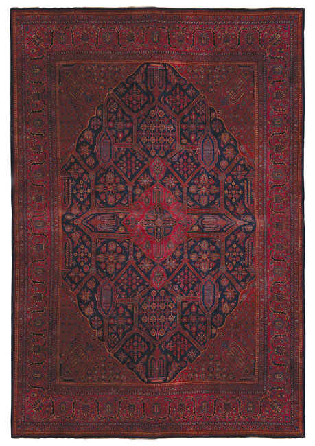 Appraisal: Kashan rug c stylized floral design with a central medallion