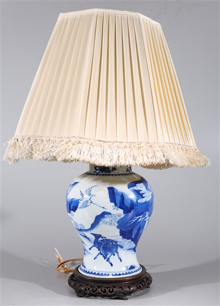 Appraisal: Chinese blue and white porcelain lamp with figures and landscapes