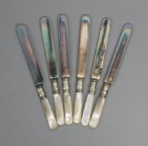 Appraisal: Set of Six Sheffeid Silver Butter Knives Proceeds for the