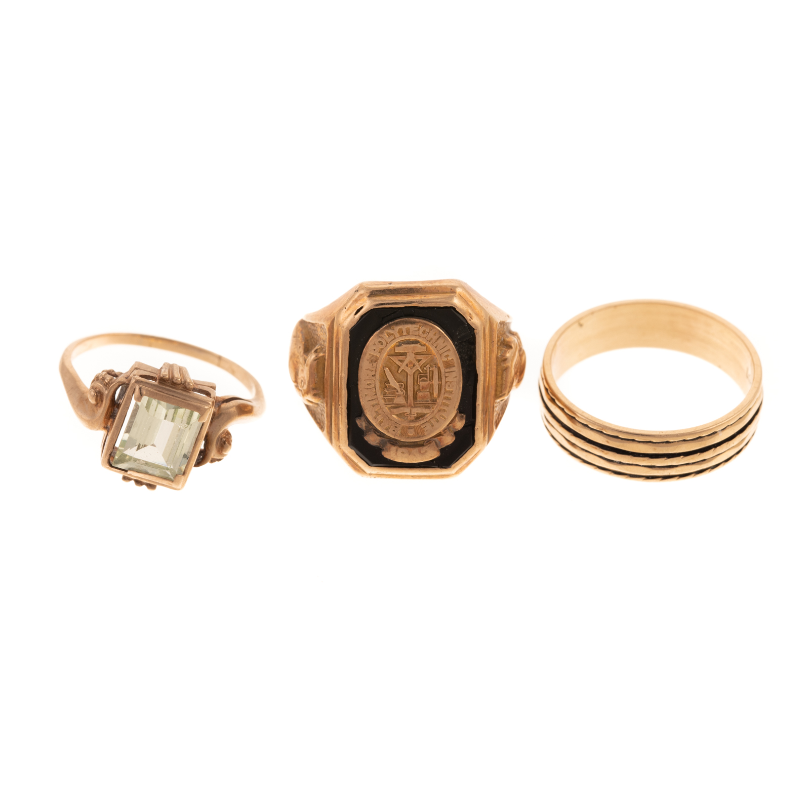 Appraisal: A TRIO OF RINGS IN K K GOLD K yellow