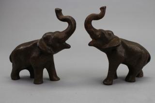 Appraisal: Pair Antique Bronze Elephants Pair Antique Bronze Elephants Height in