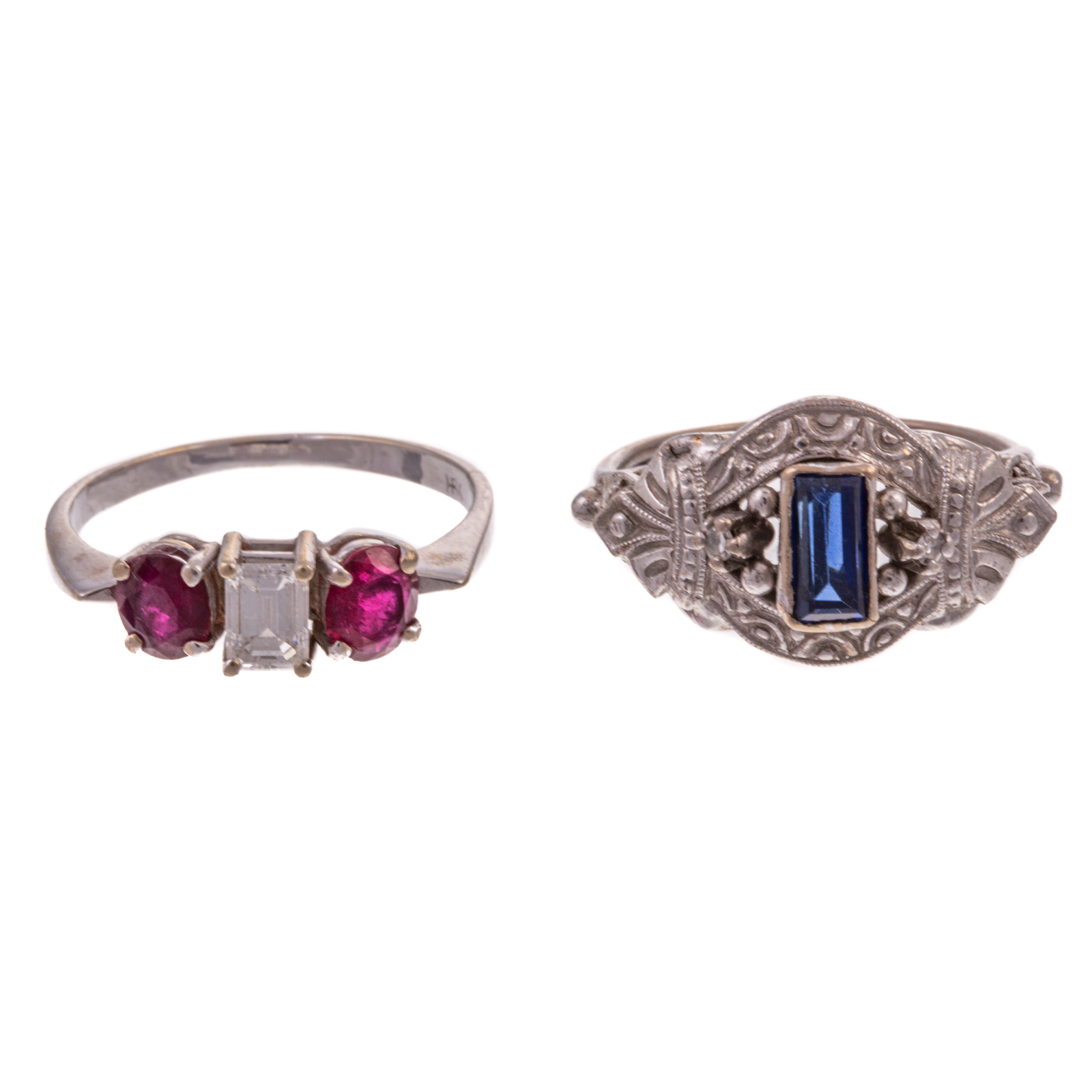 Appraisal: TWO DIAMOND GEMSTONE RINGS IN K K white gold ring