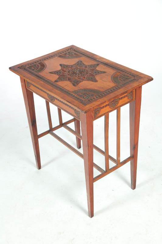 Appraisal: CARVED ONE-DRAWER STAND American th quarter- th century pine Chip