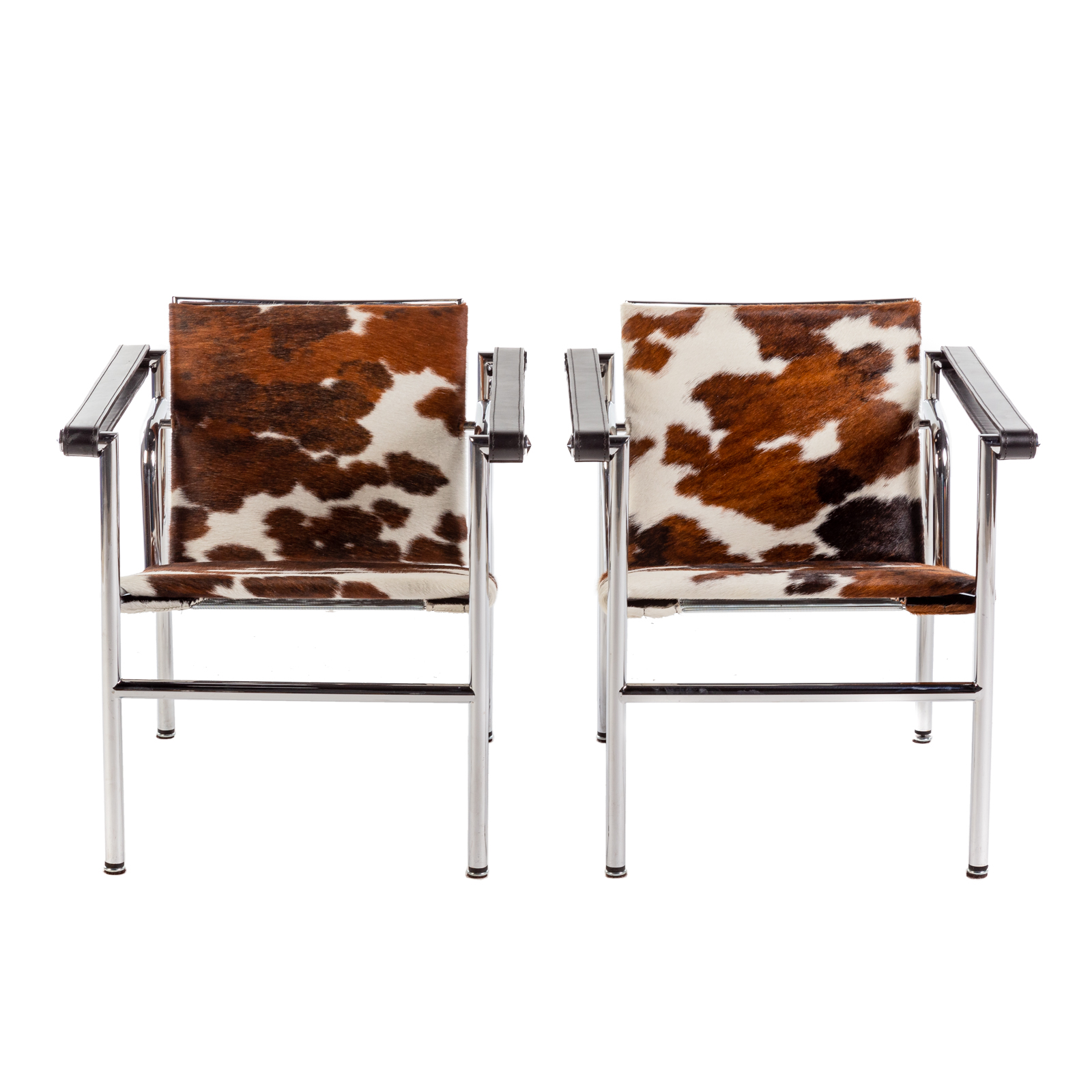 Appraisal: MODERN COWHIDE SLING CHAIRS CHARLES POLLOCK STYLE Made in Italy