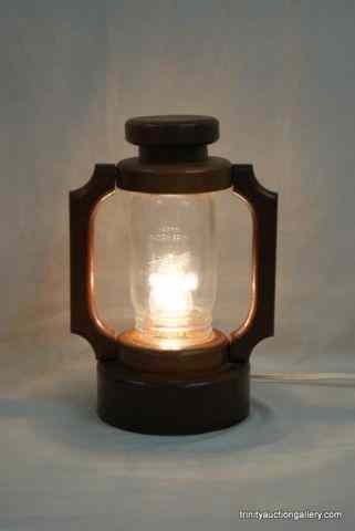 Appraisal: Hand Made Wood Mason Jar Electric LanternThis is a very