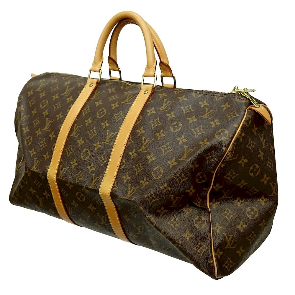 Appraisal: Louis Vuitton Brown Canvas Monogram Keepall Bag Louis Vuitton Brown