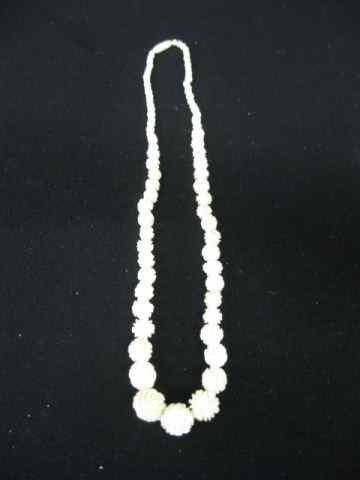 Appraisal: Carved Ivory Bead Necklace rose decor graduated '' long