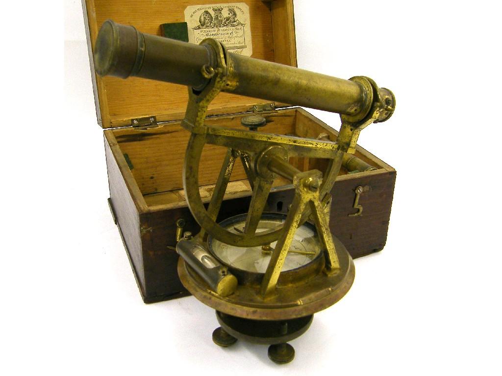 Appraisal: Brass theodolite by W Harris Co London in original stained