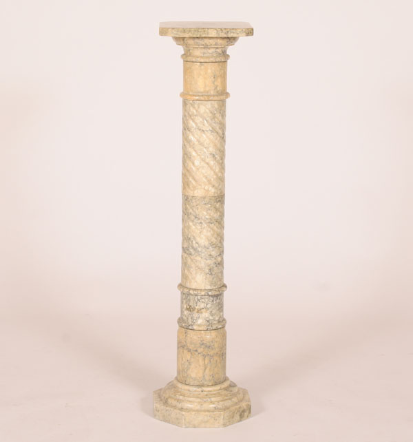 Appraisal: Marble column form pedestal octagonal base twist column H Minor