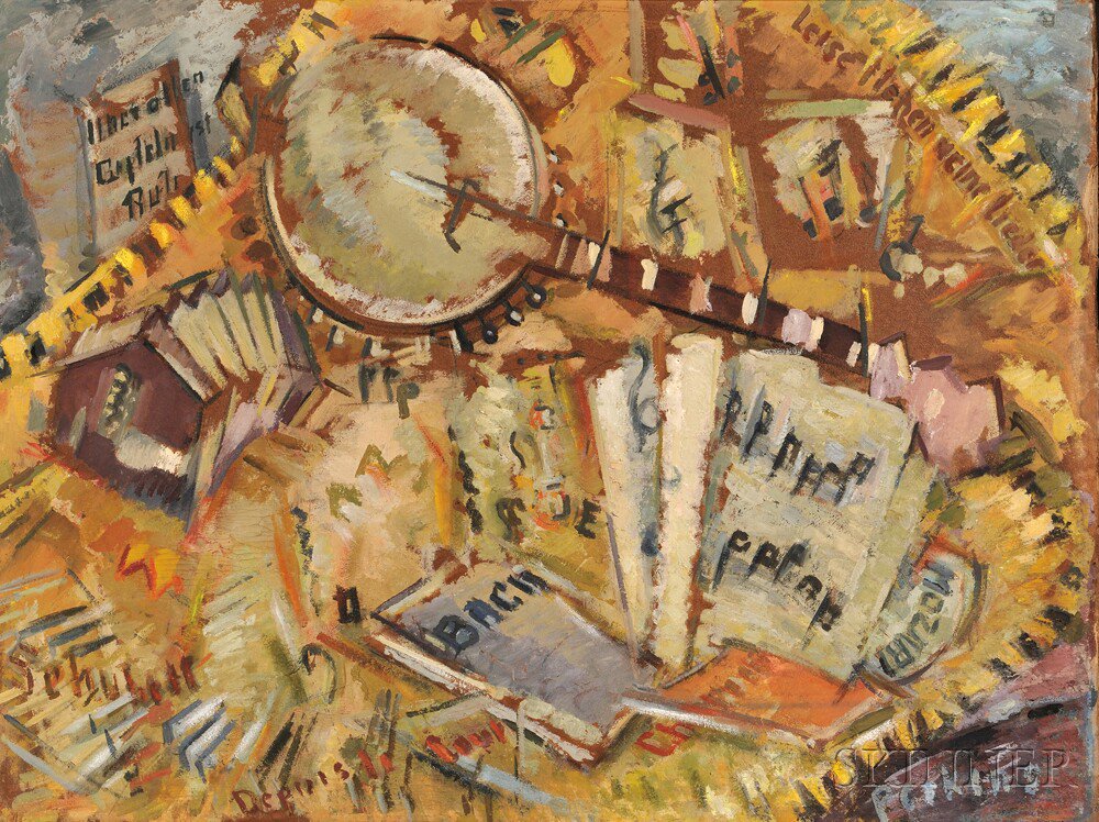 Appraisal: Harley Perkins American - Still Life with Banjo Signed Perkins