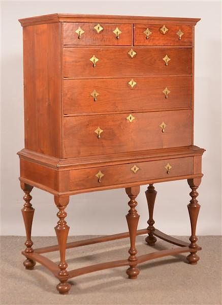 Appraisal: American William and Mary Walnut Highboy American William and Mary