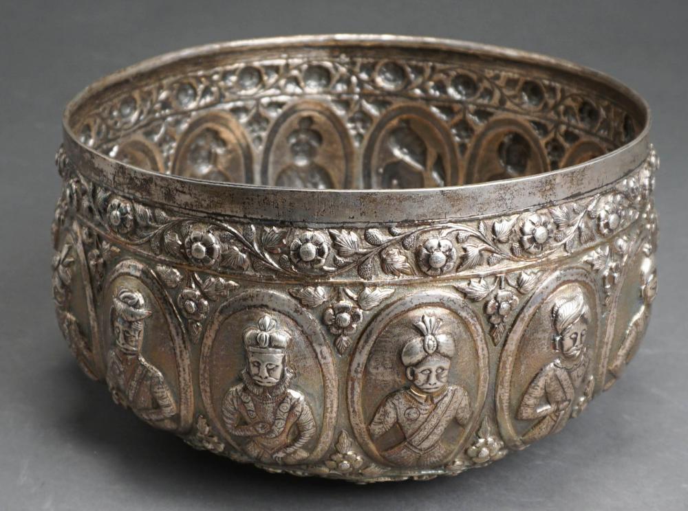 Appraisal: PROBABLY BURMESE TESTED HIGH-PURITY SILVER THABEIK BOWL WITH RAISED PORTRAIT