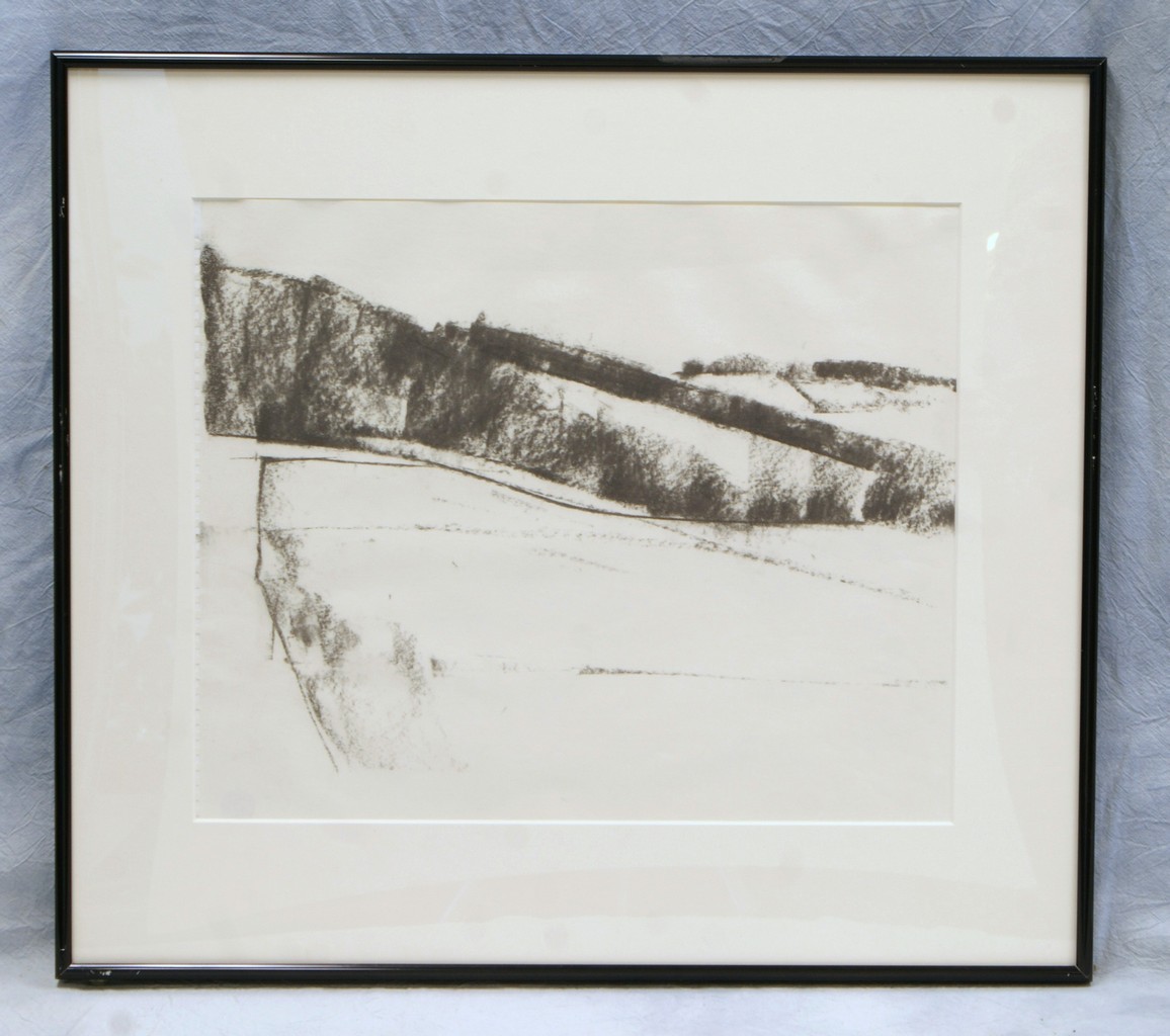 Appraisal: Tom Bostelle American PA - charcoal on paper Sloping fields