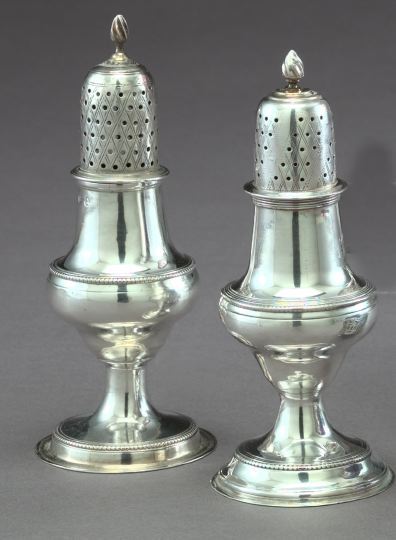 Appraisal: Rare Near Pair of Hester Bateman Sterling Silver Salt-and-Pepper Casters