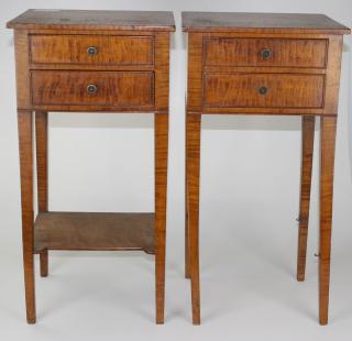 Appraisal: pr of th c Hepplewhite curly maple drawer stands one