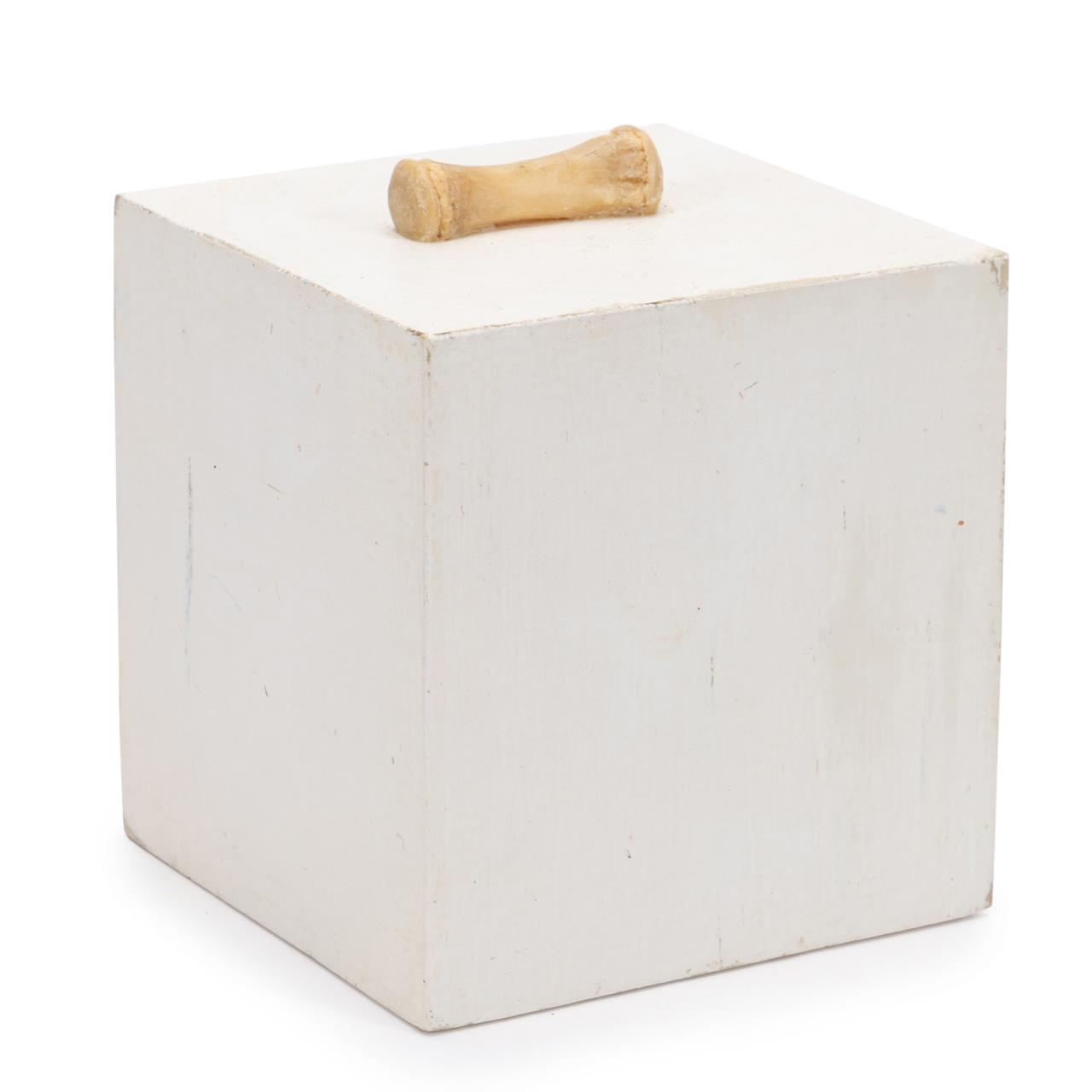 Appraisal: POST-MODERN SCULPTURE WHITE BLOCK WITH BONE American School contemporary Painted