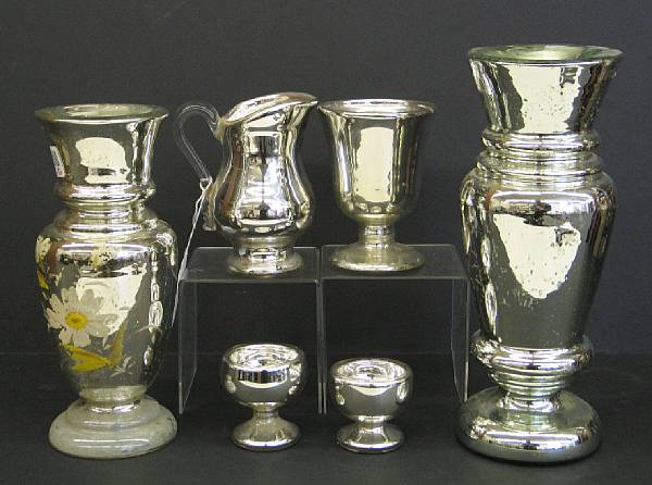 Appraisal: A collection of approximately thirty-nine pieces of silvered mercury glass