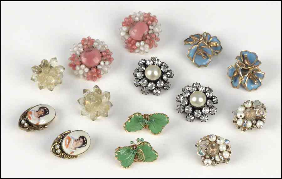 Appraisal: GROUP OF EARCLIPS Including one pair of Schreiner faux pearl