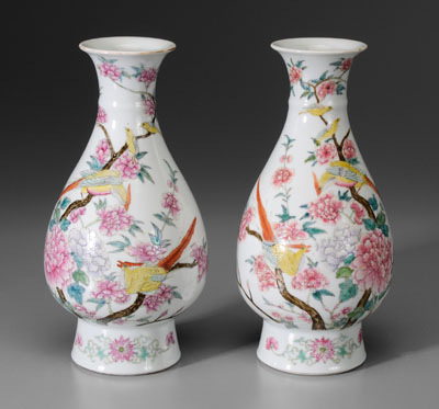 Appraisal: Pair Famille Rose Porcelain Vases Chinese late th early th