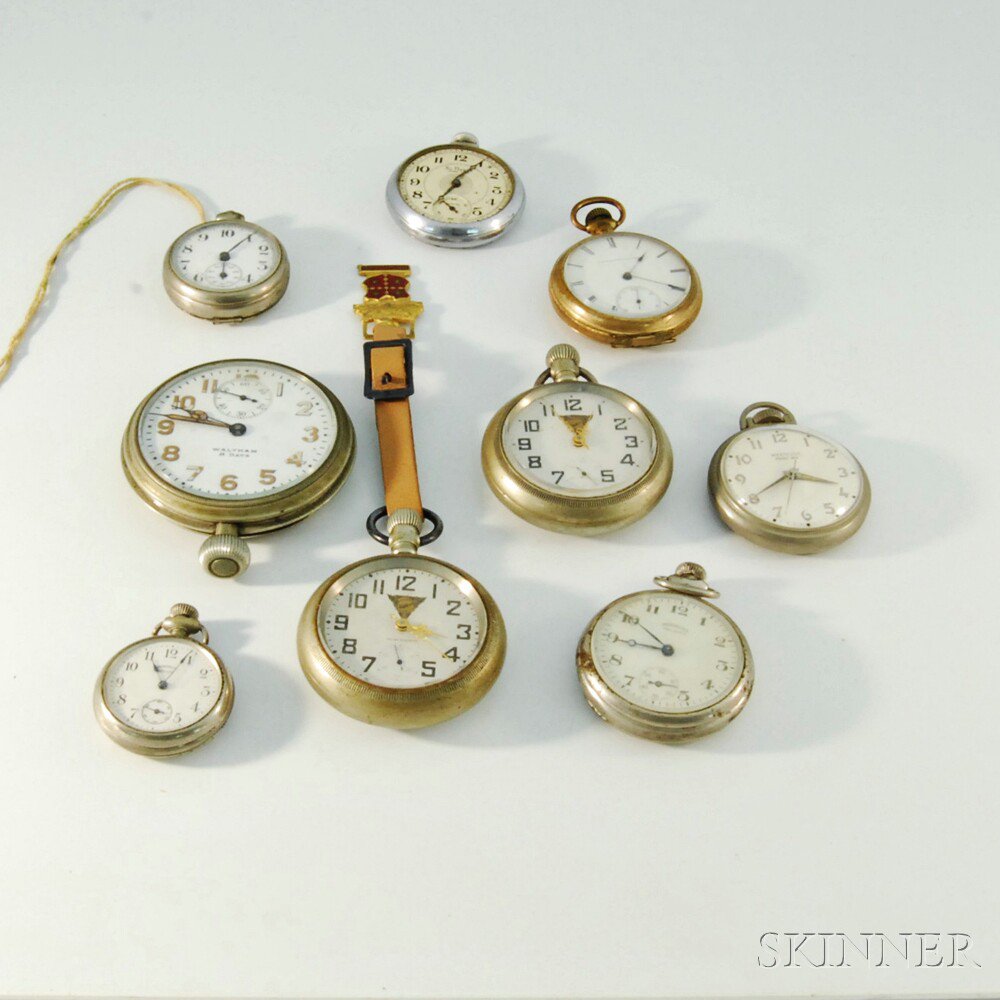 Appraisal: Nine Pocket Watches America th th century including an E