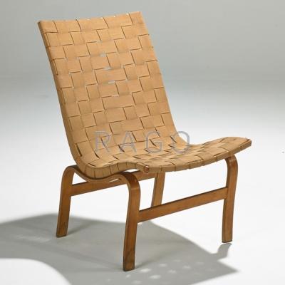 Appraisal: BRUNO MATHSSON KARL MATHSSON Lounge chair Sweden Birch and cotton