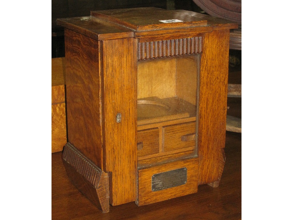 Appraisal: Art Deco oak smoker's cabinet