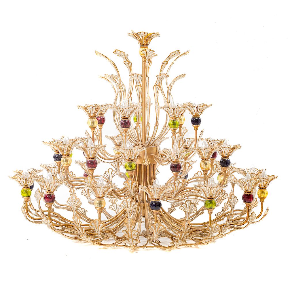 Appraisal: Contemporary glass metal light chandelier th century in Diam in