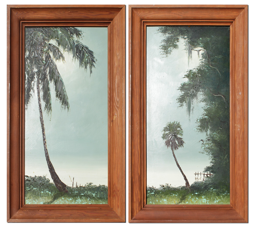 Appraisal: NEWTON Harold American - Unsigned pair of Florida Highwaymen Indian