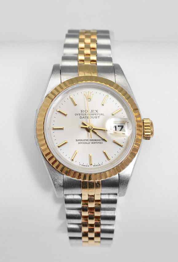 Appraisal: LADIES ROLEX K GOLD AND STAINLESS WATCH Oyster perpetual date