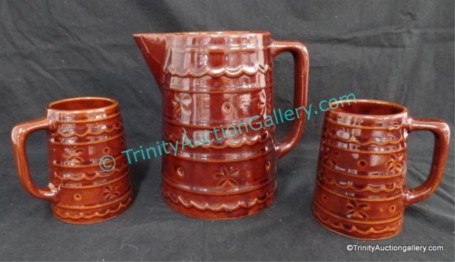 Appraisal: Daisy Dot MarCrest Stoneware Beer Pitcher Mugs Oven Proof Stoneware