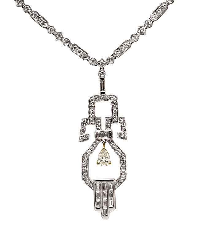 Appraisal: K ART DECO STYLE DIAMOND NECKLACE k white gold necklace