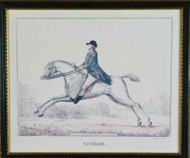 Appraisal: LITHOGRAPH WITH COLORProfile of horse and man in riding costume