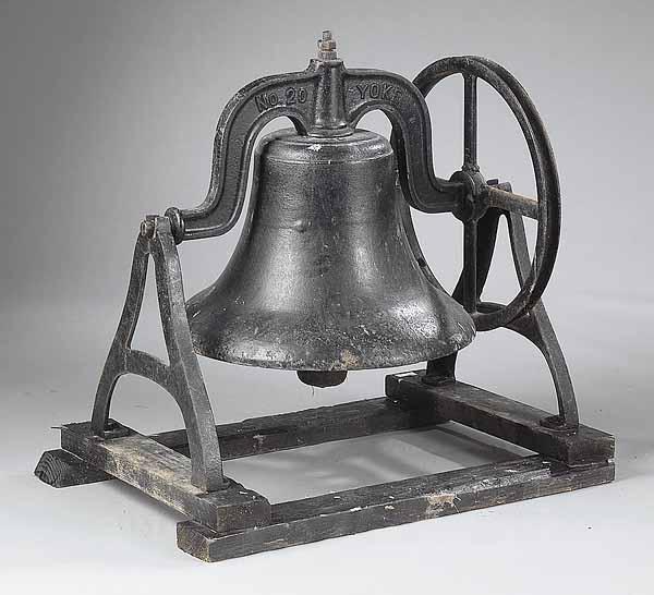 Appraisal: An Antique Cast Iron Plantation Bell the shaped yoke marked