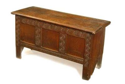 Appraisal: A late th century oak chest the interior originally with