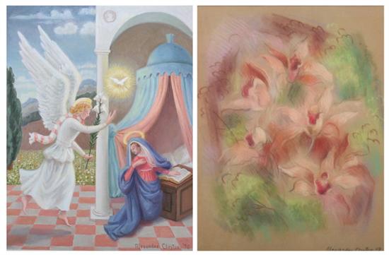 Appraisal: ALEXANDER BENJAMIN CLAYTON American b THE ANNUNCIATION and ORCHIDS TWO