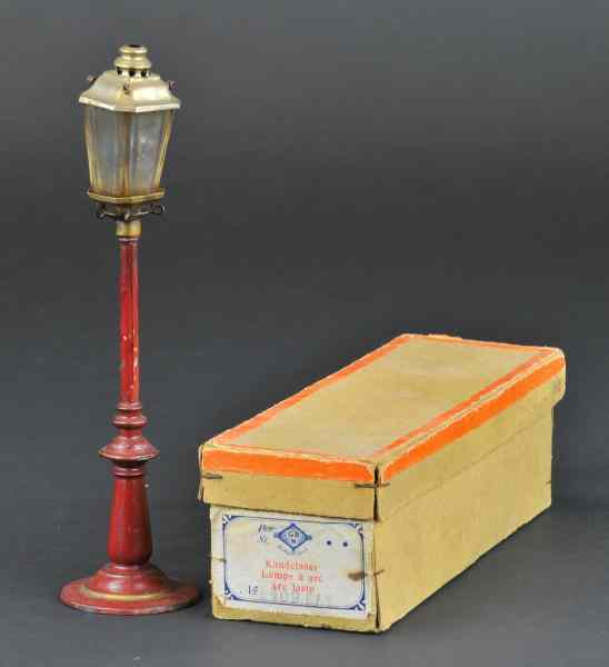 Appraisal: BING BOXED STREET LAMP Germany lead lamp post painted in