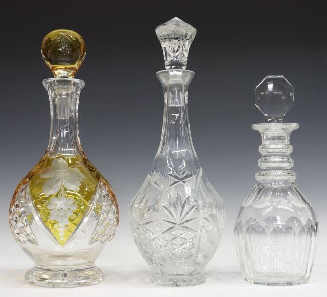 Appraisal: lot of Collection of cut glass decanters including with cut