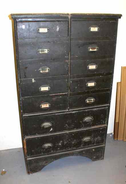 Appraisal: AN EARLY TH CENTURY PINE TALL CHEST of ten short