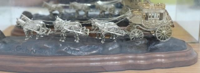 Appraisal: TH CENTURY MINIATURE SCULPTURE BY JACK GOHNDEPICTING A STAGECOACH CAST