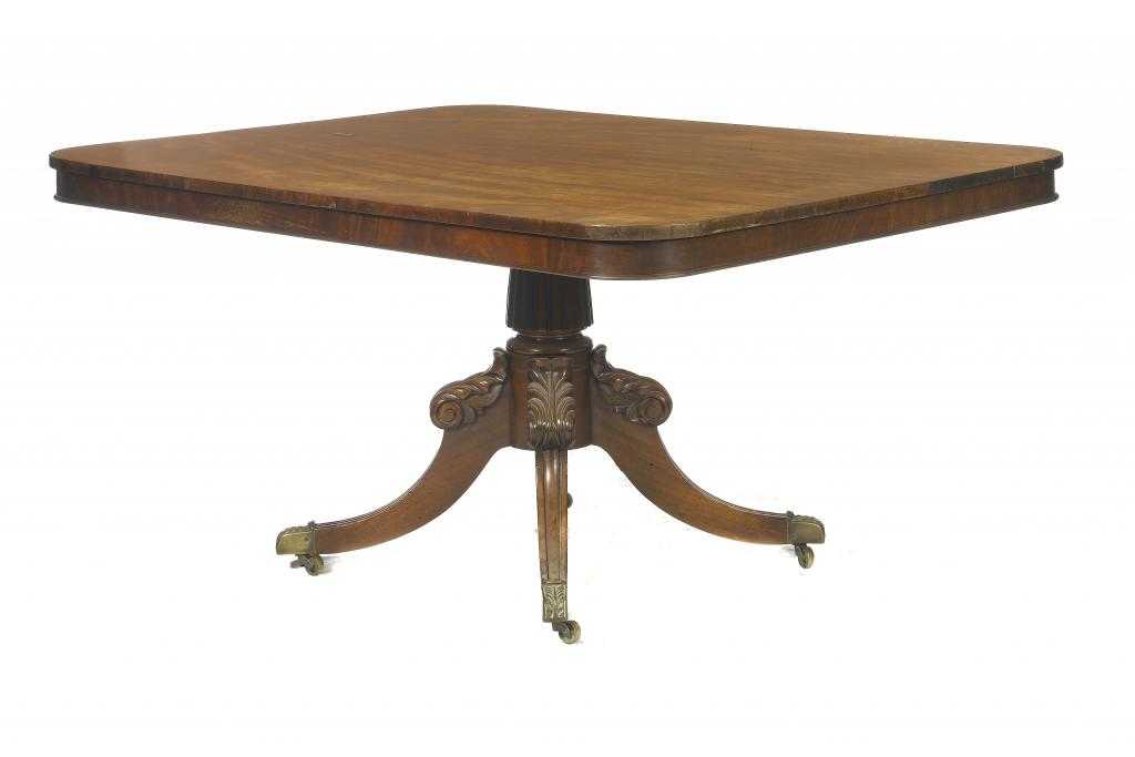 Appraisal: A WILLIAM IV MAHOGANY BREAKFAST TABLE the figured oblong top